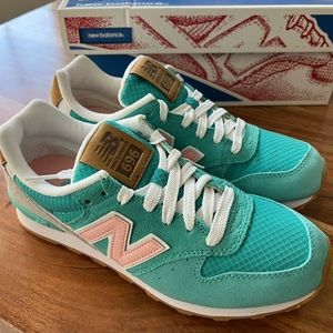 New Balance 696 Aquamarine / Light Grey Running Sneakers wl696tmc Womens Sz 6.5